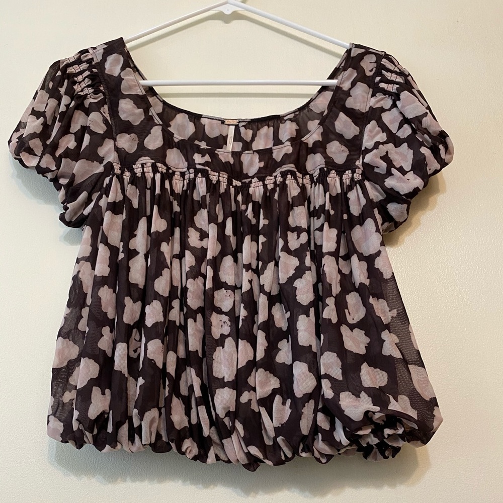 Free People Megs Blouse, size small (animal print) - Picture 8 of 8